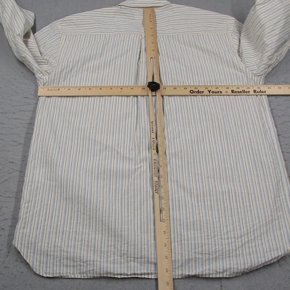 Universal Works Mens Striped Button Down Shirt Blue Brown Cotton Size M 33555 - Picture 6 of 12